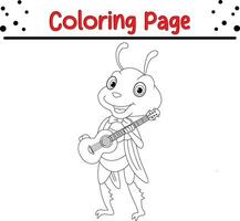 Bugs and Insect Coloring Page for children. Black and white vector illustration for coloring book