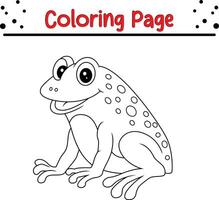 Cute Frog Animal coloring page for children. Black and white vector illustration for coloring book.