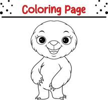 Baby Sloth Animal coloring page illustration vector. For kids coloring book. vector