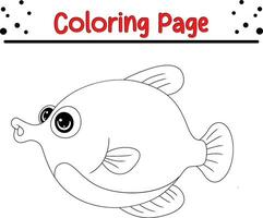 Fish Coloring Page for children. Black and white vector illustration for coloring book