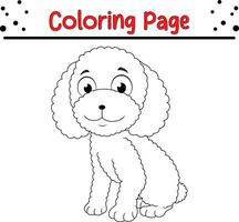 Cute Dog Animal coloring page for children. Black and white vector illustration for coloring book.