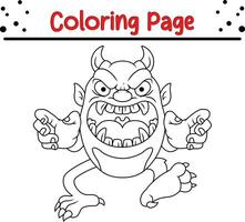 Monster Coloring Page for children. Black and white vector illustration for coloring book