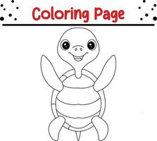 Turtle Coloring Page for children. Black and white vector illustration for coloring book