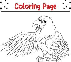 Eagle Coloring Page for children. Black and white vector illustration for coloring book