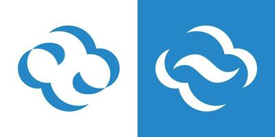 cloud and wave logo design icon vector illustration