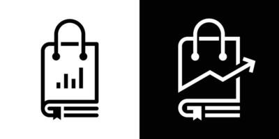 financial book and shopping bag logo design icon line vector illustration