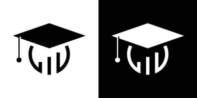 graduation cap and graphic financial logo design icon vector illustration