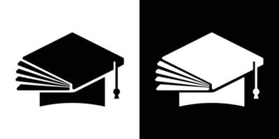 logo diseño educación libro y sombrero graduación icono vector ilustración