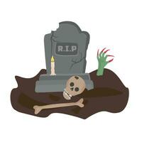 Halloween tombstone vector, Halloween gravestone vector. Scary stone grave vector. Halloween Elements and Objects for Design Projects vector