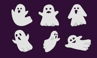 Ghost vector set. Halloween character. Halloween element clip art. Flat vector in cartoon style isolated on white background.