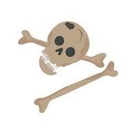 Skull and bone vector. Skeleton clip art. Halloween concept. Flat vector isolated on white background.