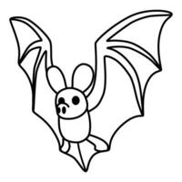 un murciélago con un pequeño cara colorante página vector
