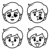 four different expressions of a boy's face vector