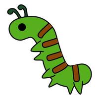 a cartoon caterpillar with a green body and brown stripes vector