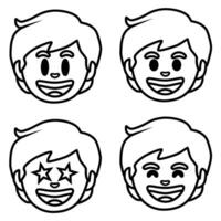 four different expressions of a boy's face vector