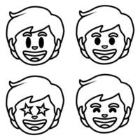 four different expressions of a boy's face vector