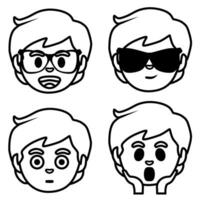 four different expressions of a boy's face vector