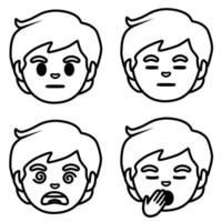 four different expressions of a boy's face vector