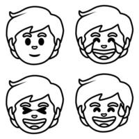 four different expressions of a boy's face vector