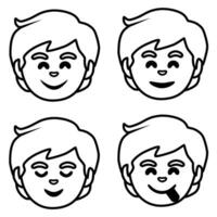 four different expressions of a boy's face vector