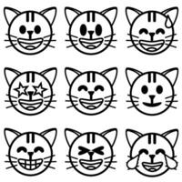 un conjunto de gato emoticones con diferente expresiones vector