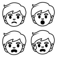 four different expressions of a boy's face vector