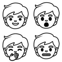 four different expressions of a boy's face vector