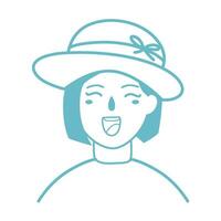 young beautiful girl wearing a straw hat vector