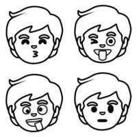 four different expressions of a boy's face vector