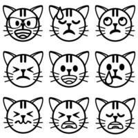 un conjunto de gato emoticones con diferente expresiones vector