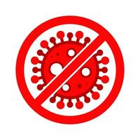 Virus Stop Cell Stamp. Red Vector. Epidemic Warning Symbol or Sign, Risk Zone Sticker. Disease Restricted Zone. vector