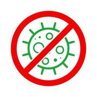 Virus Stop Cell Stamp. Red and Green Vector. Epidemic Warning Symbol or Sign, Risk Zone Sticker. Disease Restricted Zone. vector