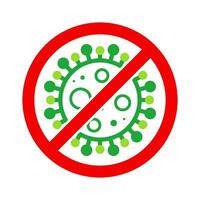 virus detener célula estampilla. rojo y verde vector. epidemia advertencia símbolo o firmar, riesgo zona pegatina. enfermedad restringido zona. vector