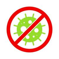 Virus Stop Cell Stamp. Red and Green Vector. Epidemic Warning Symbol or Sign, Risk Zone Sticker. Disease Restricted Zone. vector