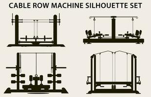 conjunto de gimnasio equipo silueta vector, aptitud elemento máquina ilustración haz vector