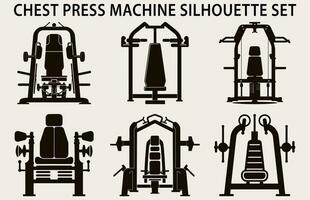Set Of Gym Equipment Silhouette vector, Fitness element machine illustration Bundle vector