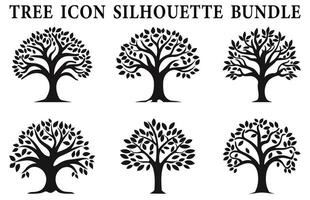 Free Tree Icon silhouette Clipart bundle, Set of Trees silhouette vector