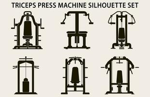 Set Of Gym Equipment Silhouette vector, Fitness element machine illustration Bundle vector