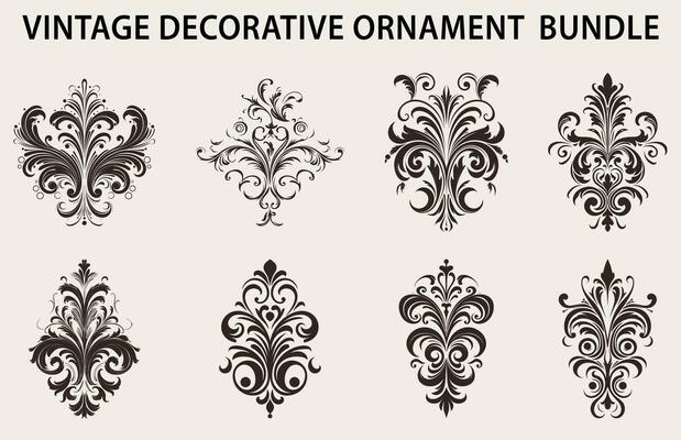Vintage typographic design element vector bundle, Set of calligraphic vector decorative Ornament element