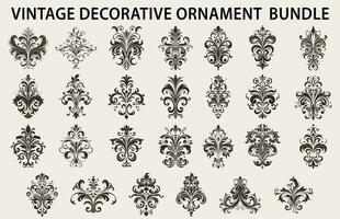 Vintage typographic design element vector bundle, Set of calligraphic vector decorative Ornament element