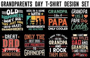 Happy Grandparents Day t-shirt design set, vintage Grandparents Day t-shirt bundle vector