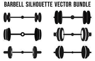 Gym Barbell Silhouette Vector Bundle, Fitness equirement element silhouettes