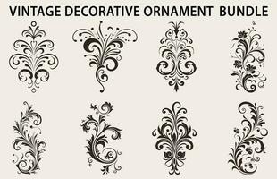 Vintage typographic design element vector bundle, Set of calligraphic vector decorative Ornament element