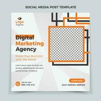 Business marketing agency promotion social media post template. Editable square banner design with place for the photo. vector