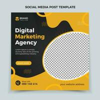 Business marketing agency promotion social media post template. Editable square banner design with place for the photo. vector