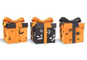 3D Rendering Halloween Black And Orange Gifts png