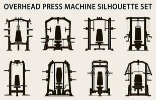 Set Of Gym Equipment Silhouette vector, Fitness element machine illustration Bundle vector