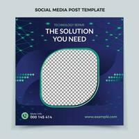 Technology repair Social Media post design. Blue Color tech Social Media Banner Design, Colorful banner design vector