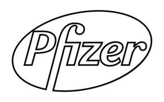 Pfizer Vector Logo - Black Color Silhouette - American pharmaceutical corporation that research and development vaccines and medical products. Pharmacy laboratory.