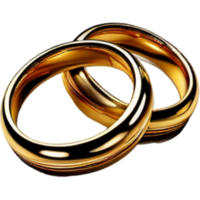 Paar von schön golden Suche Hochzeit Ringe. ai generativ png